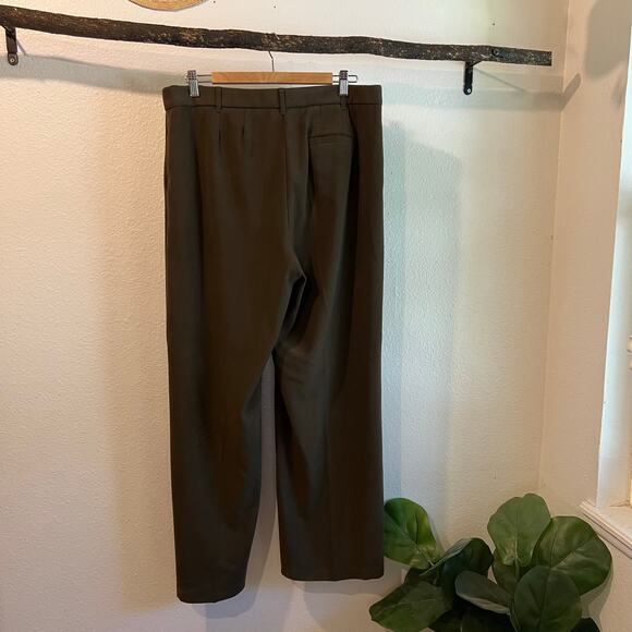 Coldwater Creek Olive Green High Rise Relaxed Wide Leg Trouser Pants Size 12 - Picture 11 of 13